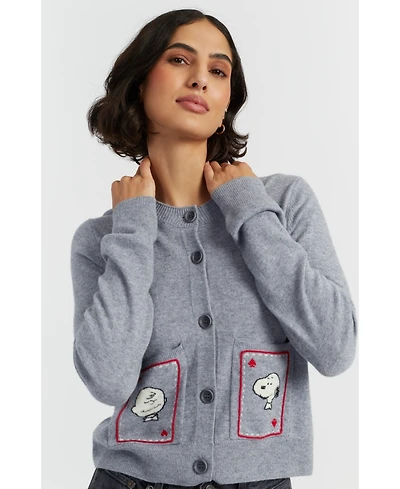 Chinti & Parker Women's Wool Cashmere Snoopy & Charlie Brown Cardigan