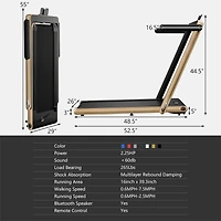 2.25HP 2 in 1 Folding Treadmill with App Speaker Remote Control
