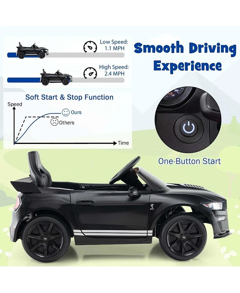 Gymax 12V Kids Ride on Car Licensed Ford Mustang Shelby GT500 w/ Remote Control