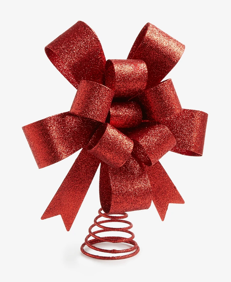 Holiday Lane Heritage Red Glitter Gift Bow Tree Topper, Macy's Exclusive