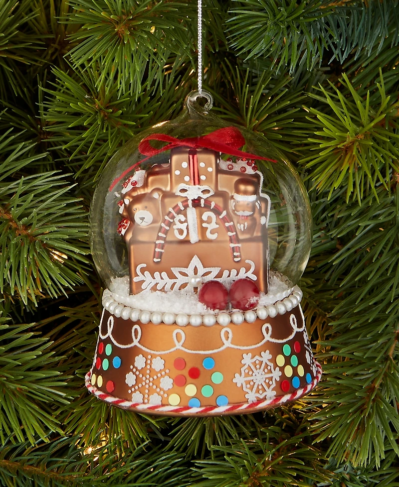 Holiday Lane Gingerbread Village Glass Snow Globe Ornament, Macy's Exclusive