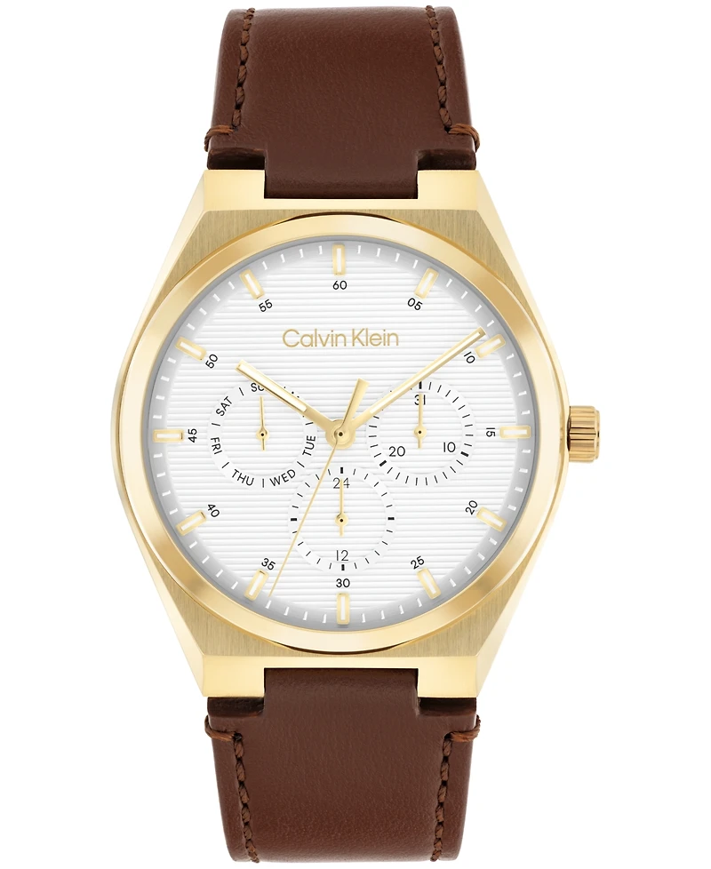 Calvin Klein Men's Ck Motion Brown Leather Strap Watch 39mm