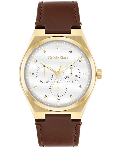 Calvin Klein Men's Ck Motion Brown Leather Strap Watch 39mm