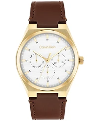 Calvin Klein Men's Ck Motion Brown Leather Strap Watch 39mm