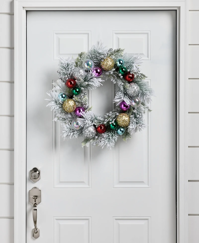 Holiday Lane Whimsy Silver Wreath With Colorful Ornaments, Macy's Exclusive