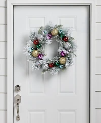 Holiday Lane Whimsy Silver Wreath With Colorful Ornaments, Macy's Exclusive