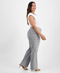 Kasper Plus Plaid Straight-Leg Pants