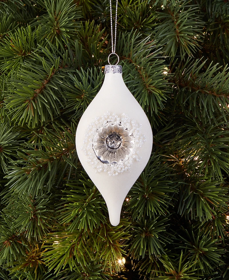 Holiday Lane Iced Delight White Reflector Finial Ornament, Macy's Exclusive