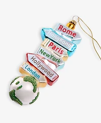 Holiday Lane Around the World Glass Locations Sign Ornament, Macy's Exclusive