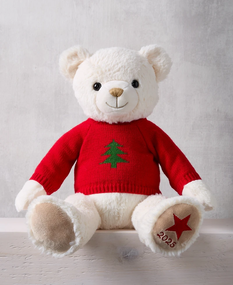 Holiday Lane Christmas Cheer Cream Plush Sitting Bear, Created for Macy's