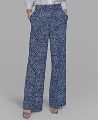 Karl Lagerfeld Paris Petite Printed Denim Pants