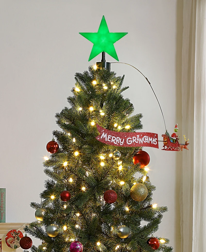Mr. Christmas Animated Sleigh Tree Topper Banner with Merry Grinchmas