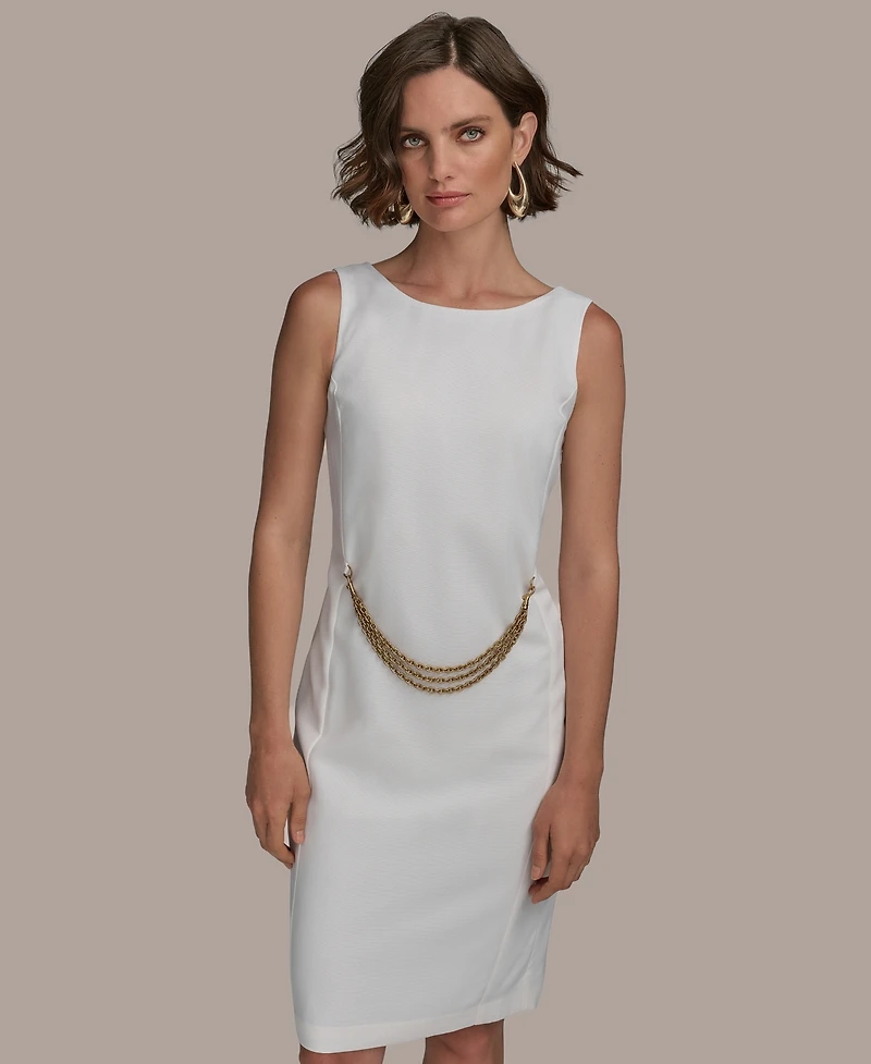 Donna Karan New York Women's Sleeveless Chain-Belt Sheath Dress