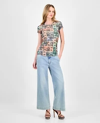 Guess Women's Embellished Lips T-Shirt