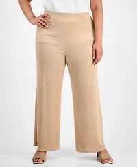 Kasper Plus Pull-On Wide-Leg Pants
