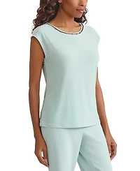 Kasper Women's Beaded-Trim Extended-Shoulder Top, Regular & Petite Sizes