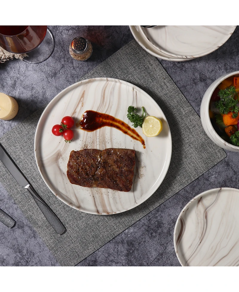 Lorren Home Trends Shiny Marble Look 12-Pc. Dinnerware Set, Service for 4