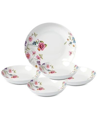 Lorren Home Trends Floral 5-Pc. Pasta/All-Purpose Bowl Set