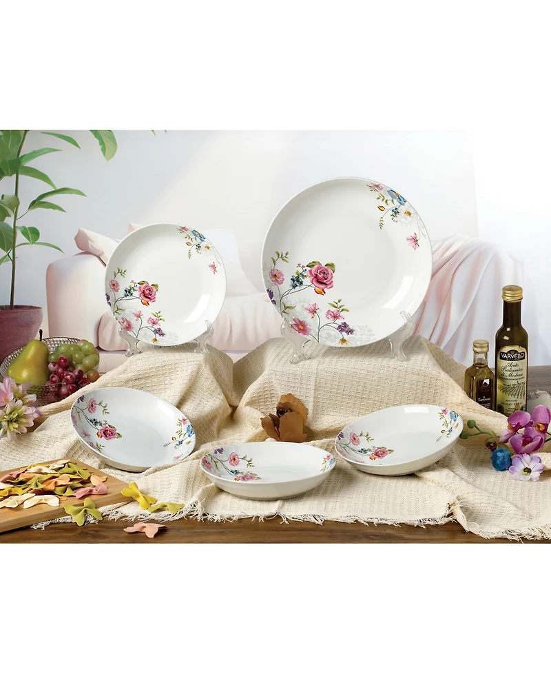 Lorren Home Trends Floral 5-Pc. Pasta/All-Purpose Bowl Set