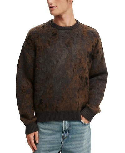 Cotton On Men's Box Fit Fuzzy Crew Knit Sweater