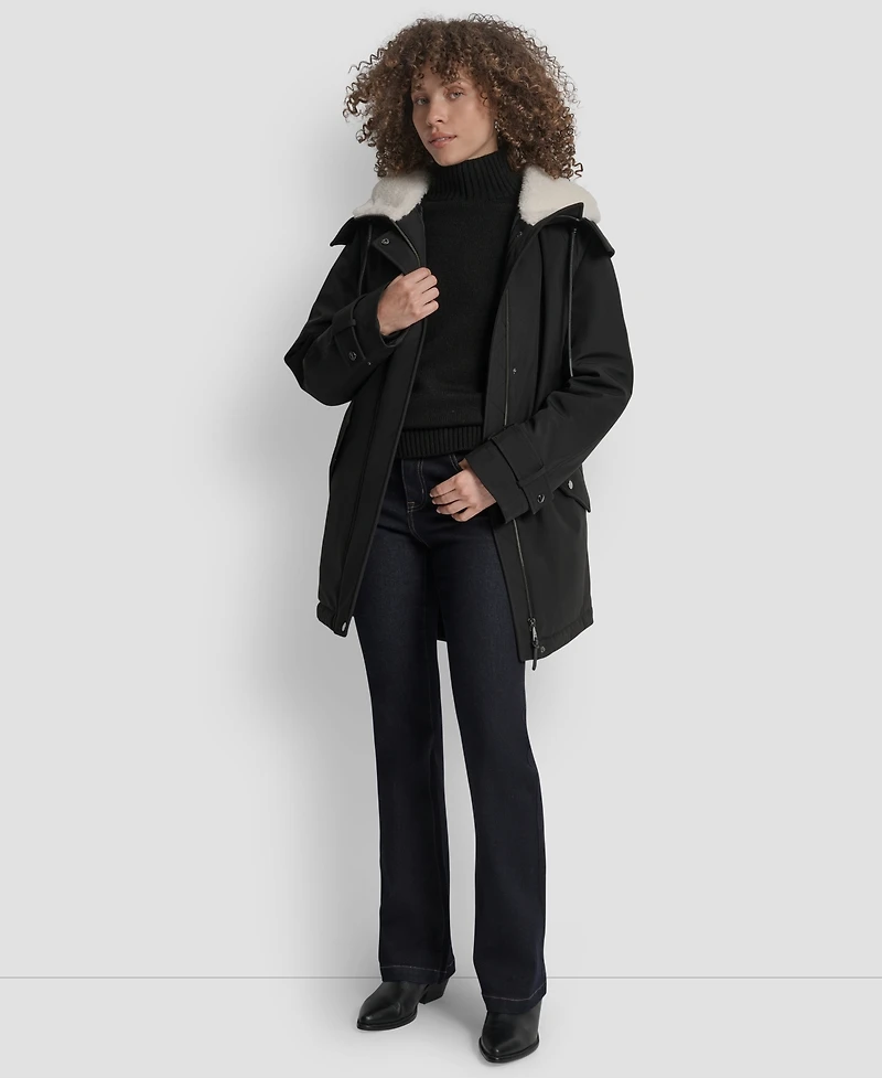 Dkny Women's Faux-Fur-Lined Hooded Softshell Coat