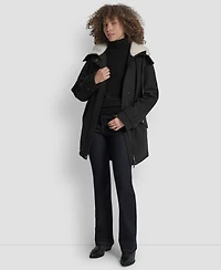 Dkny Women's Faux-Fur-Lined Hooded Softshell Coat