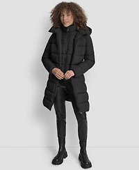 Dkny Women's Bibbed Hooded Zip-Front Puffer Coat