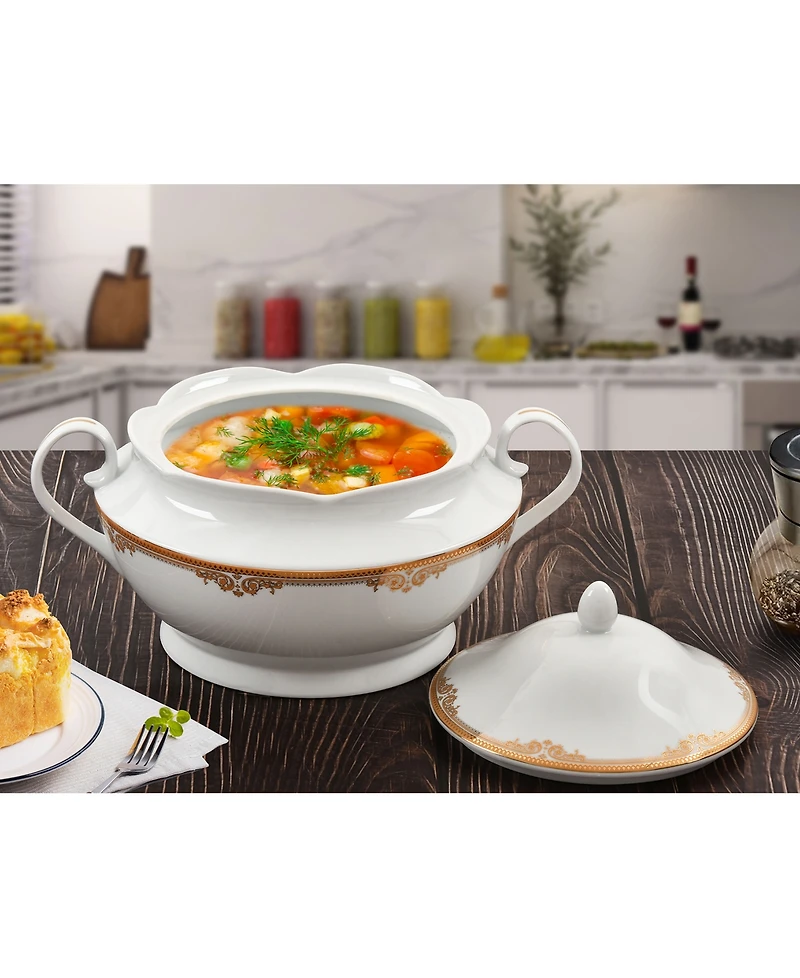 Lorren Home Trends Catherine Porcelain Tureen with Lid
