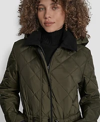 Dkny Women's Corduroy-Collar Quilted Anorak Coat