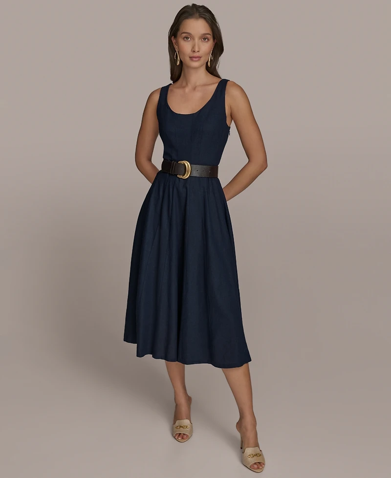 Donna Karan New York Women's Belted A-Line Dress