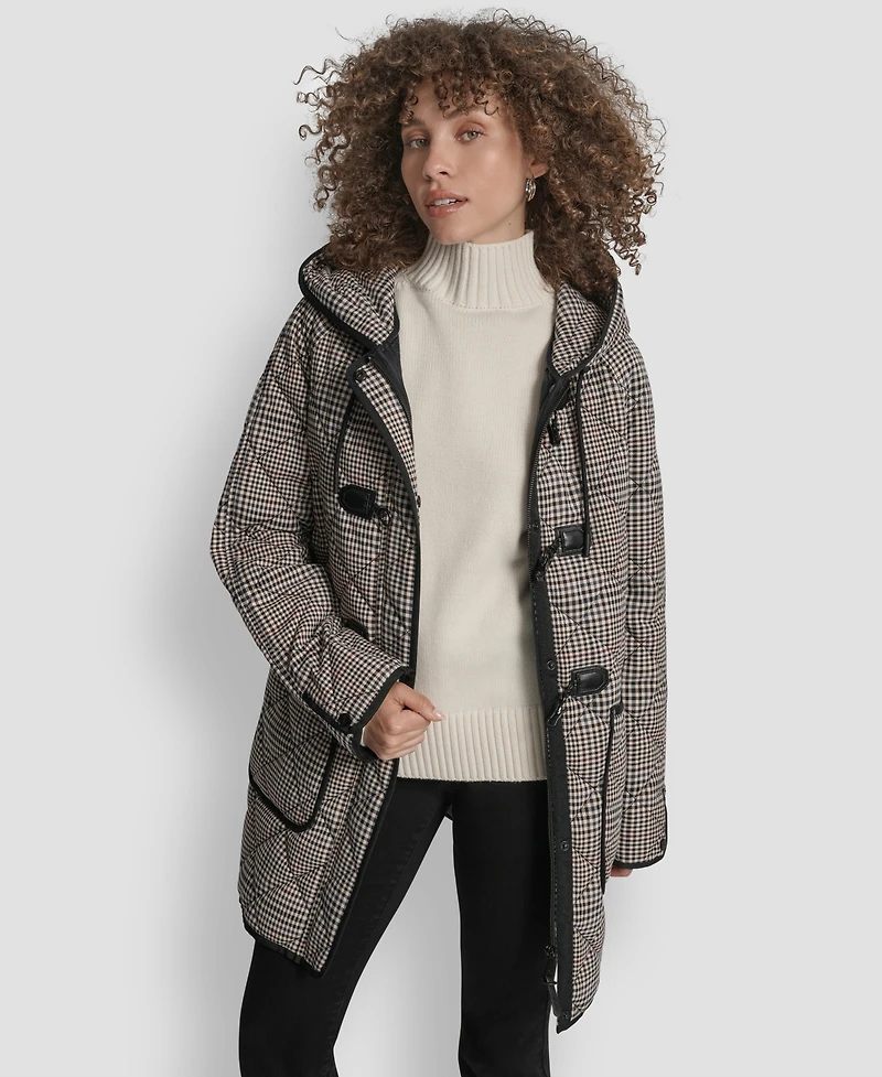 Dkny Women's Hooded Toggle Quilted Coat