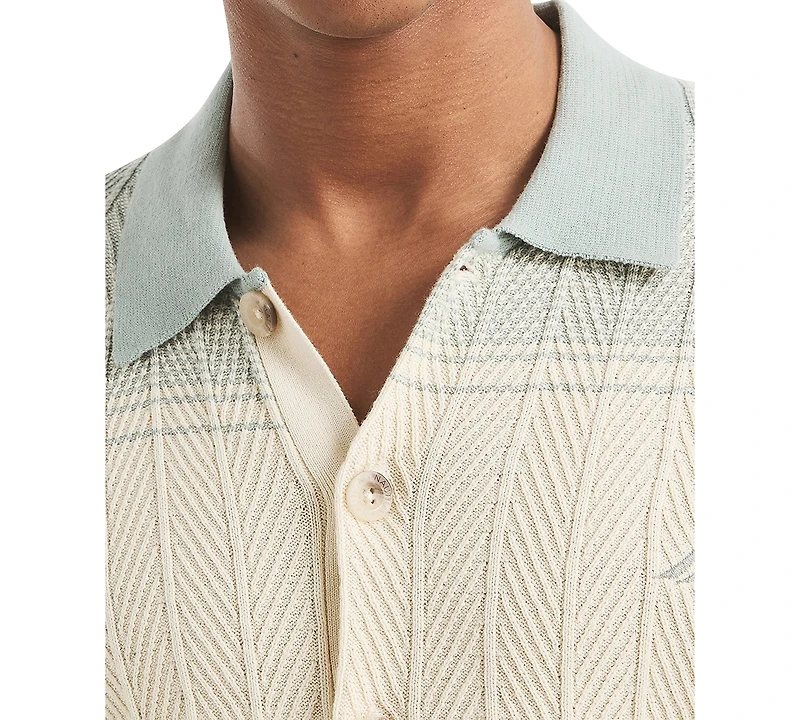 Nautica Men's Short Sleeve Button-Front Sweater