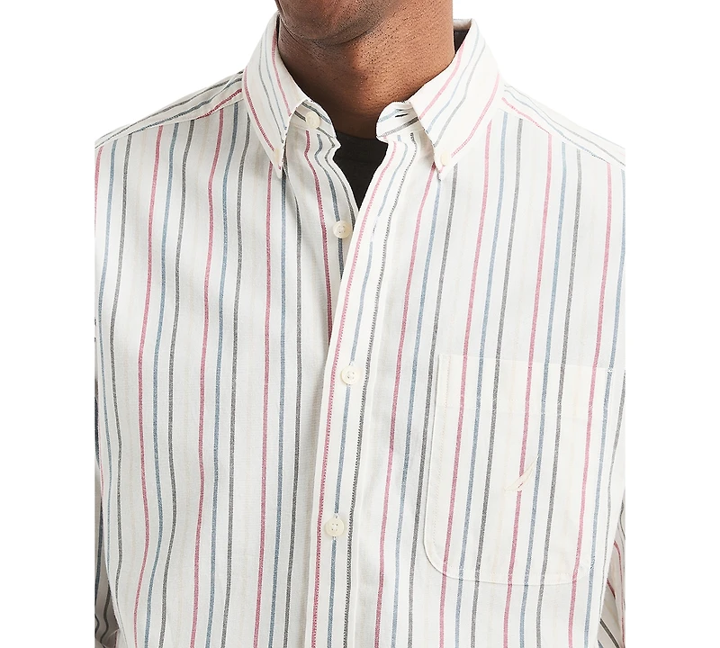 Nautica Men's Long Sleeve Striped Button-Down Shirt