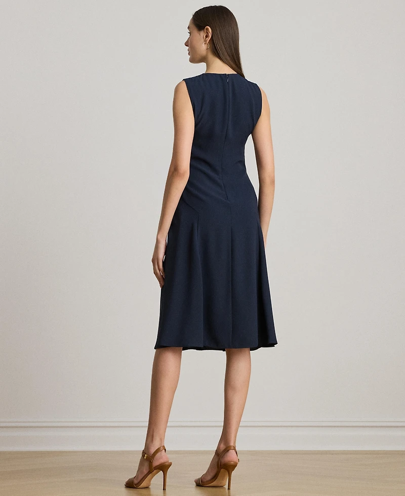 Lauren Ralph Women's Faux-Leather-Trim Georgette Dress