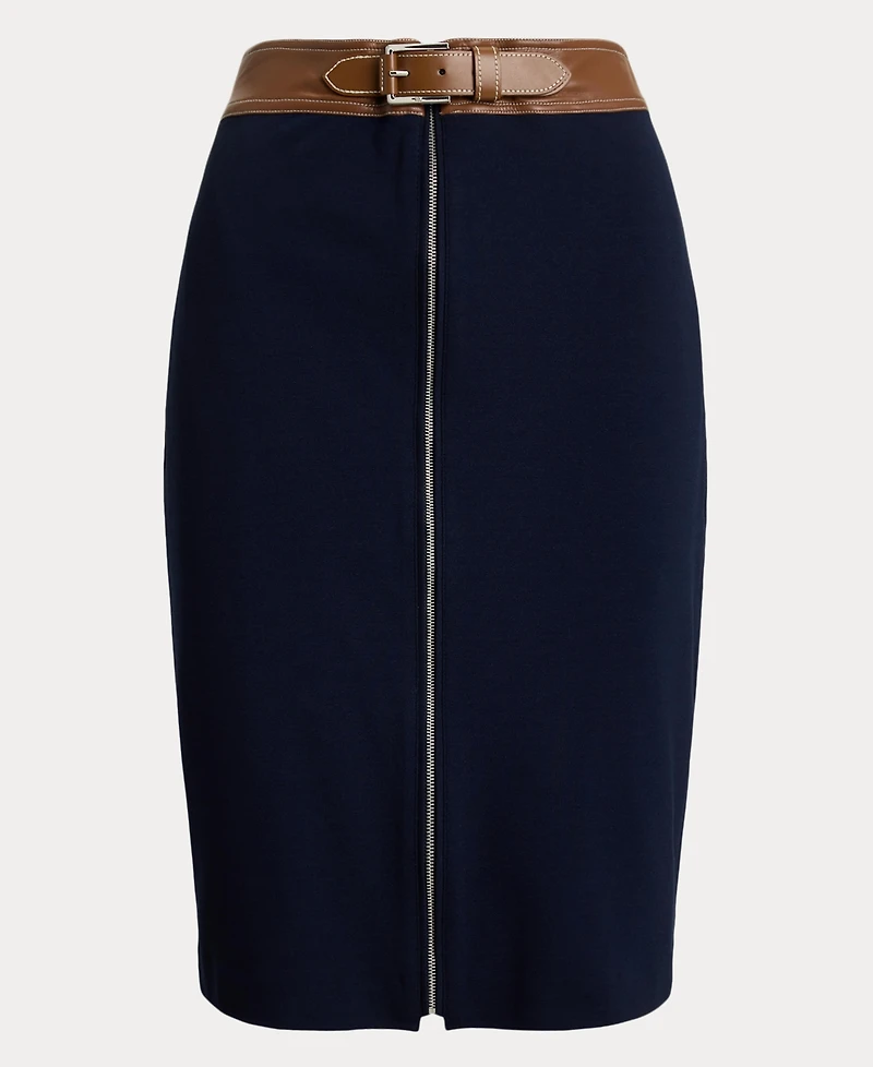 Lauren Ralph Women's Faux-Leather-Trim Ponte Pencil Skirt