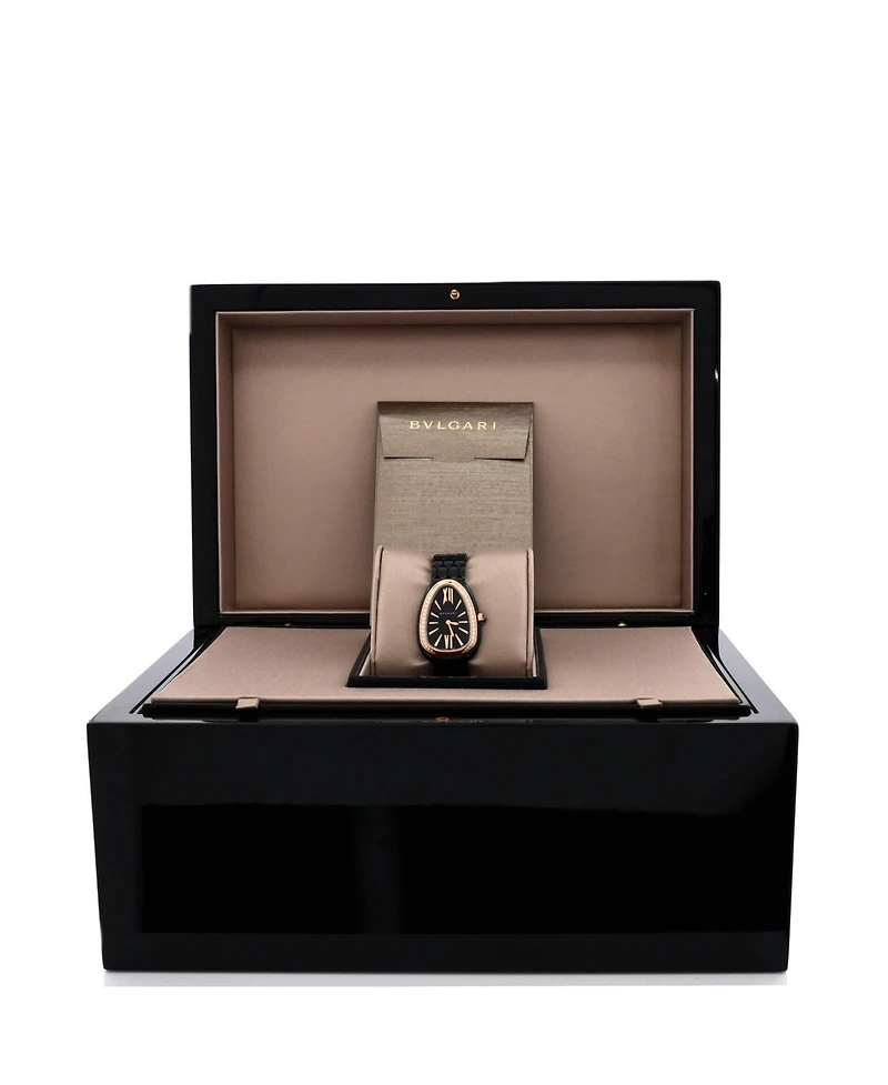 Pre-Owned Bvlgari Serpenti Seduttori Quartz Watch in Ceramic and Rose Gold with Diamond Bezel 25mm
