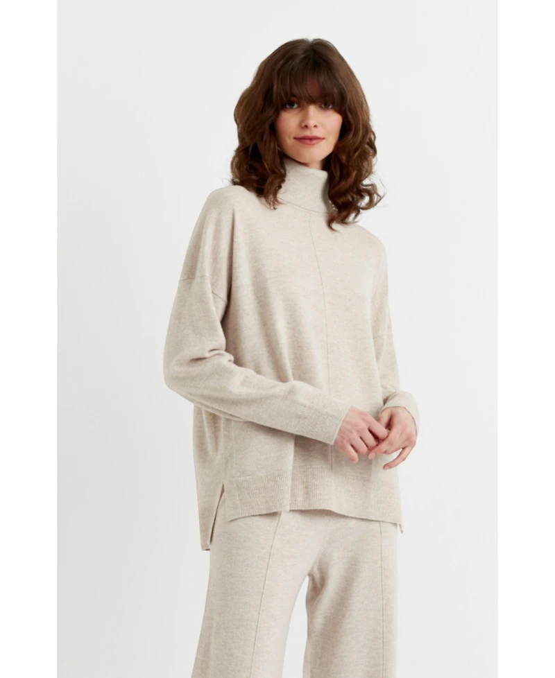 Chinti & Parker Women's Relaxed Roll Neck Wool Cashmere Sweater