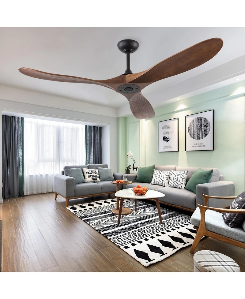 60 inch lampless ceiling fan, for indoor and outdoor, with remote control, reversible Dc motor, wood noiseless