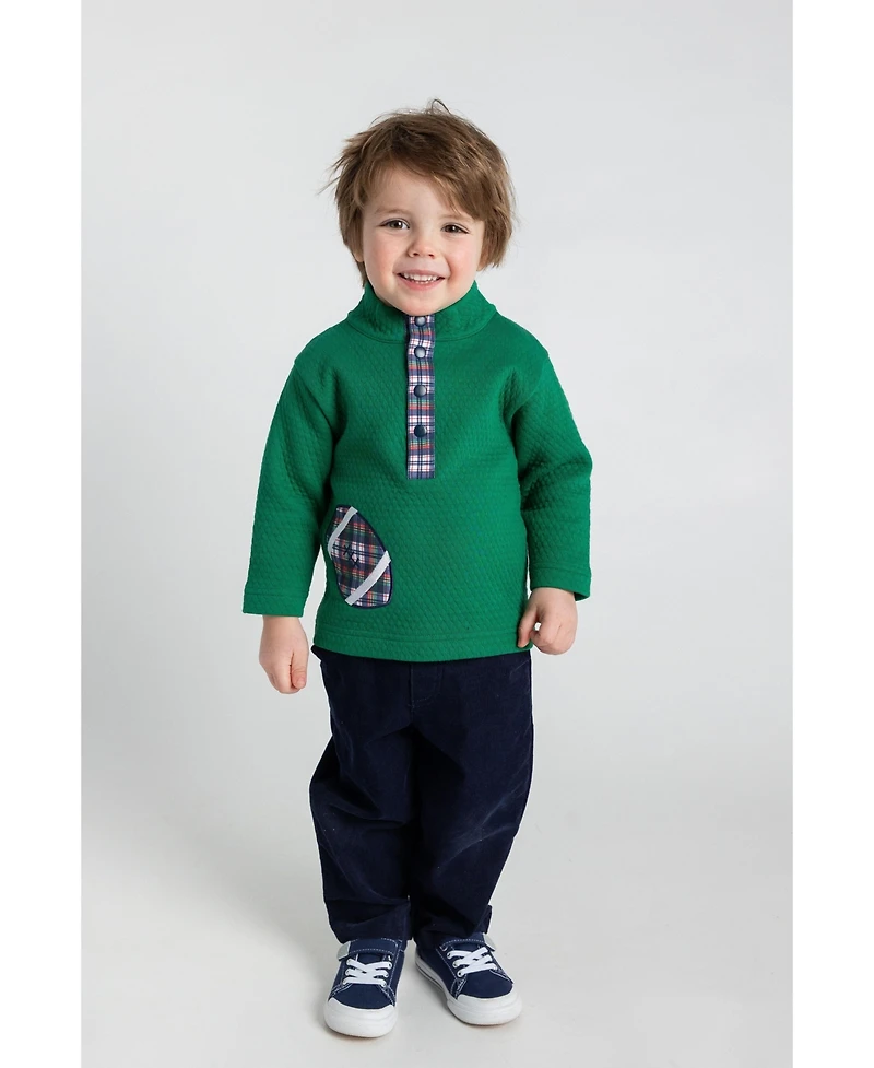Florence Eiseman Toddler Boys Green Jacquard Knit Pullover With Football