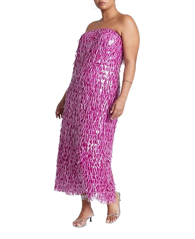 Eloquii Women's Plus Twist Neck Lame Maxi Dress
