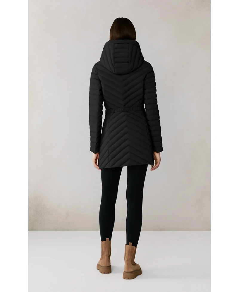 Soia & Kyo Women's Estelle Stretch Down Belted Coat