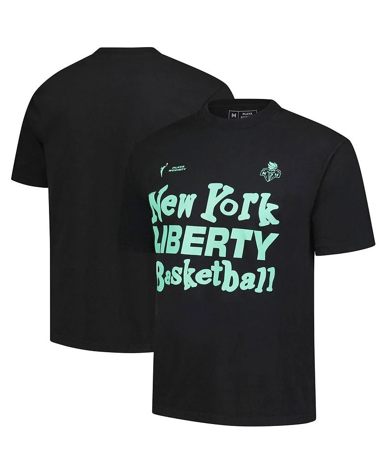 Playa Society Men's and Women's Black New York Liberty Wordmark T-Shirt