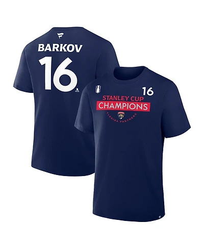 Fanatics Men's Aleksander Barkov Navy Florida Panthers 2025 Stanley Cup Champions Authentic Pro Name Number T-Shirt