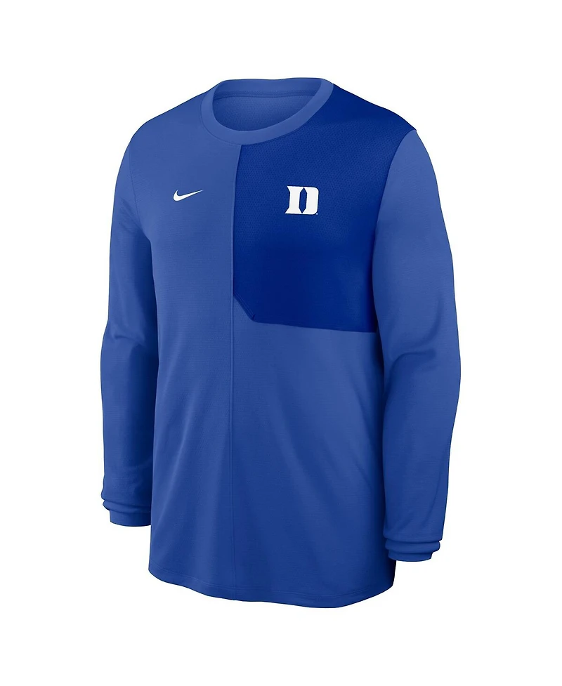 Nike Men's Royal Duke Blue Devils 2025 Sideline Coach Uv Performance Long Sleeve T-Shirt