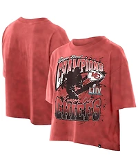 New Era Women's Red Kansas City Chiefs Cropped Boxy Sport Classics Mineral Wash T-Shirt