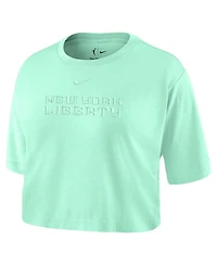 Nike Women's Mint New York Liberty Basketball Tonal Wordmark Cropped T-Shirt