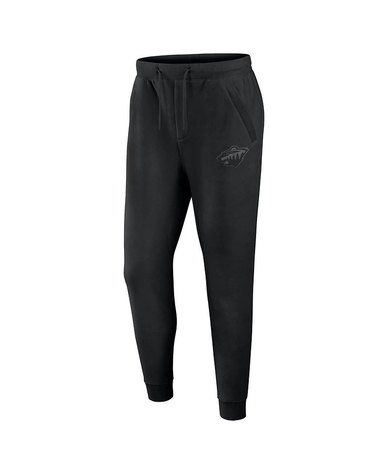 Fanatics Men's Black Minnesota Wild Authentic Pro Road Fleece Sweatpants