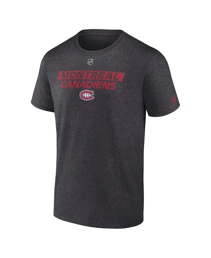 Fanatics Men's Heather Charcoal Montreal Canadiens Authentic Pro Core Primary T-Shirt
