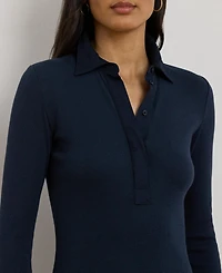 Lauren Ralph Women's Rib-Knit Cotton-Blend Polo Dress