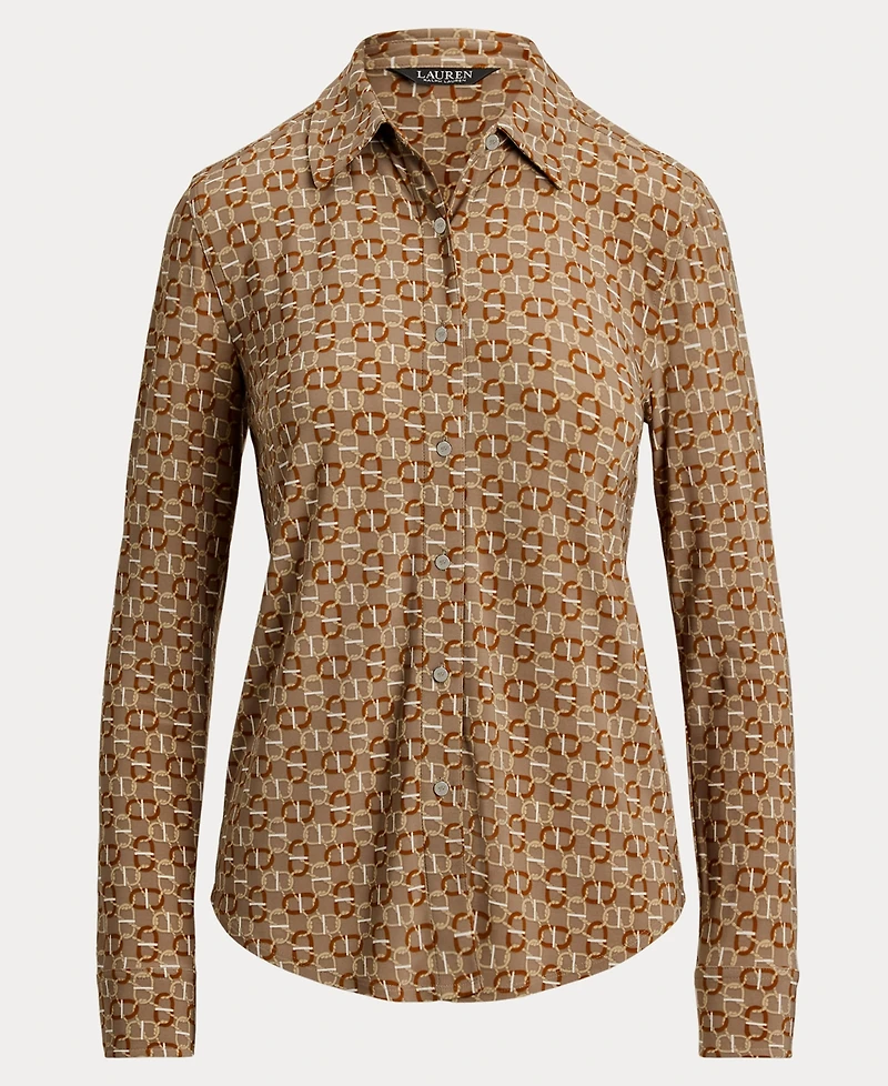 Lauren Ralph Women's Slim-Fit Geo-Print Jersey Shirt